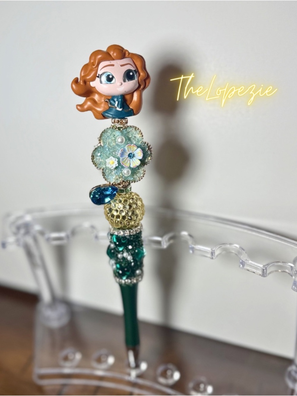 Handmade Princess Merida inspired Beaded Pen - Green